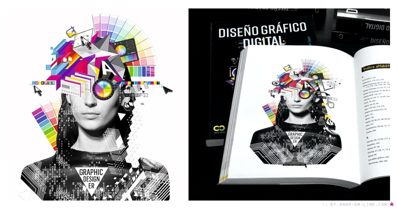 A female graphic designer / Una diseñadora grafica en el libro DISEÑO GRAFICO DIGITAL